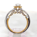 Load image into Gallery viewer, Round Solitaire Diamond Ring, 14K Solid Gold Engagement Ring, Dual Tone, Split Shank, Natural Diamonds, Gift For Her