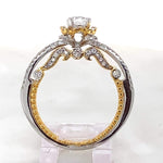 Load image into Gallery viewer, Round Solitaire Diamond Ring, 14K Solid Gold Engagement Ring, Dual Tone, Split Shank, Natural Diamonds, Gift For Her