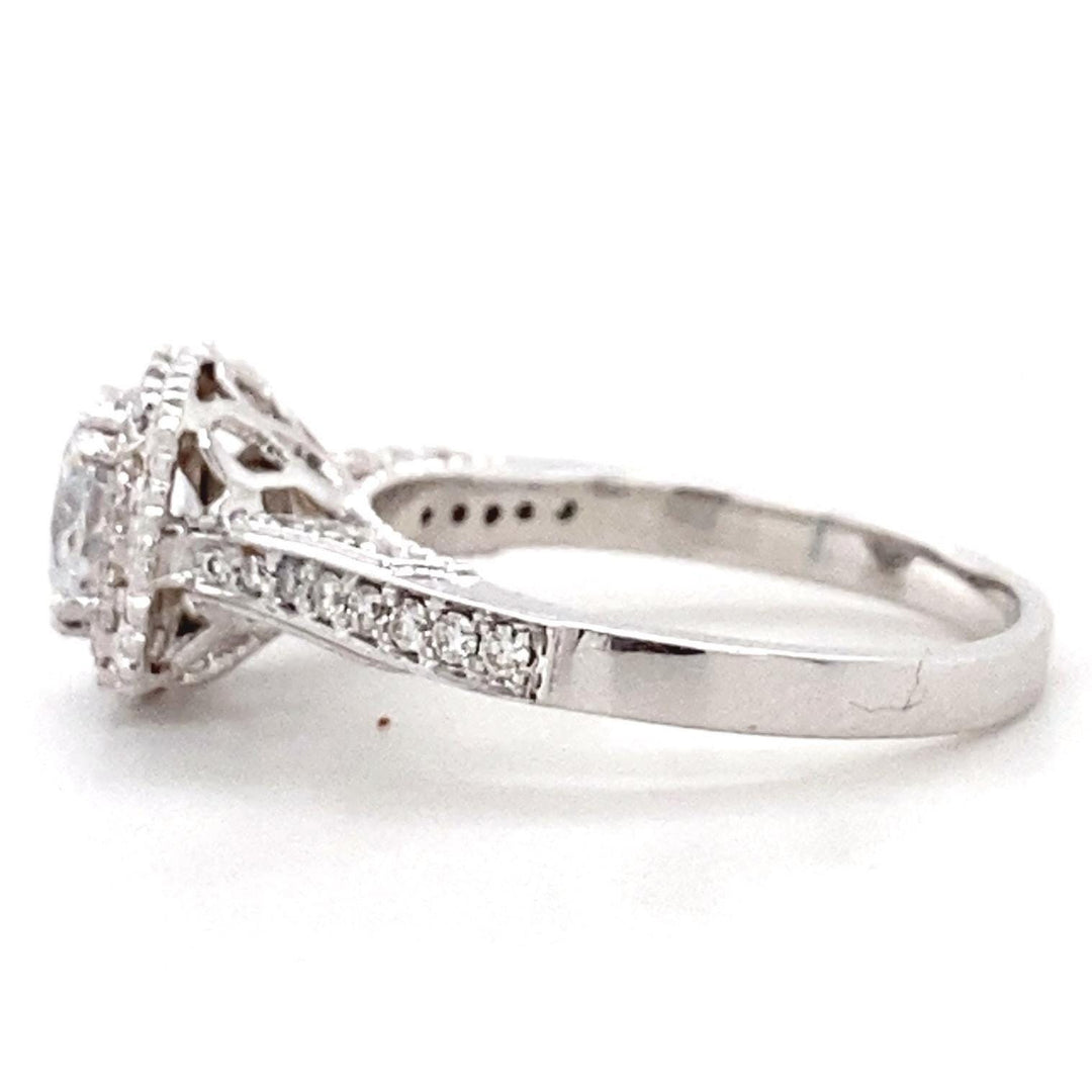 Round Solitaire Square Halo Diamond Ring, 14k Solid Gold, Engagement Ring, Natural Diamonds, Wedding Bridal Jewelry, Gift For Her