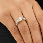 Load image into Gallery viewer, 14k Solid Gold Engagement Ring, Solitaire Diamond Ring, Split Shank, Double band, Natural Diamonds, Wedding Bridal Jewelry, Gift for her