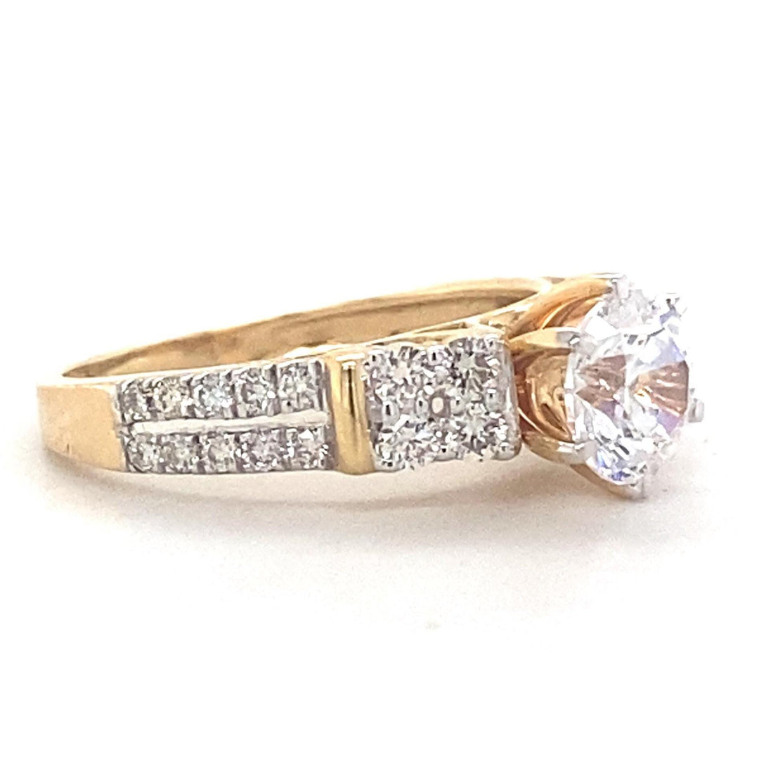 14k Solid Gold Engagement Ring, Solitaire Diamond Ring, Split Shank, Double band, Natural Diamonds, Wedding Bridal Jewelry, Gift for her