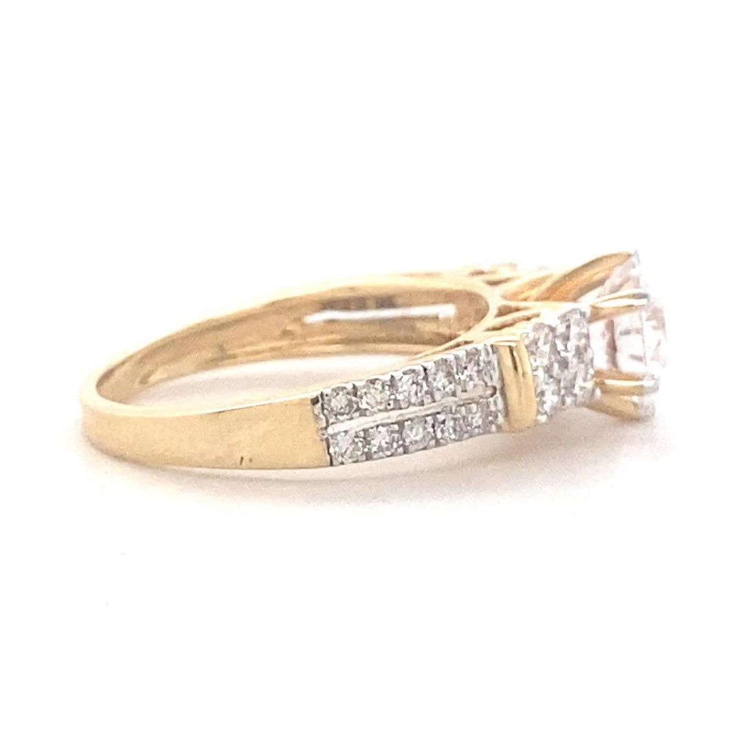 14k Solid Gold Engagement Ring, Solitaire Diamond Ring, Split Shank, Double band, Natural Diamonds, Wedding Bridal Jewelry, Gift for her