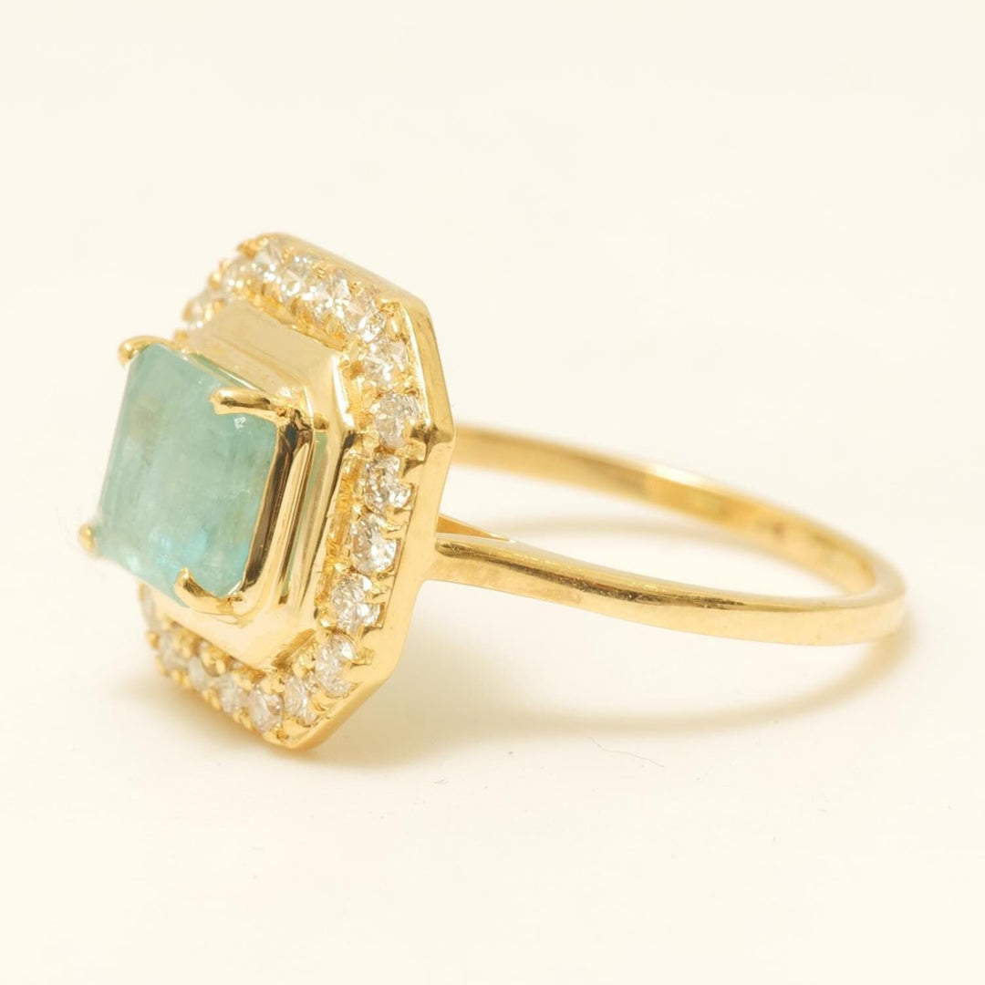 Princess Cut Halo Emerald Gemstone Diamond Ring, 14k Solid Gold, Natural Diamonds, Birthstone rings, Proposal Ring, Gift For Her