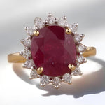Load image into Gallery viewer, Oval Ruby Diamond Ring, 14k Solid Gold, Natural Diamonds, Cocktail Ring, Gemstone Halo Jewelry, Statement Ring, Gift For Her