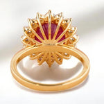 Load image into Gallery viewer, Oval Ruby Diamond Ring, 14k Solid Gold, Natural Diamonds, Cocktail Ring, Gemstone Halo Jewelry, Statement Ring, Gift For Her