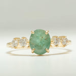 Load image into Gallery viewer, Oval Emerald Diamond Engagement Ring, 14K Solid Gold, Natural Diamond, Green Gemstone Promise Ring, Wedding Statement Ring, Gift For Her