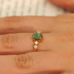 Load image into Gallery viewer, Oval Emerald Diamond Engagement Ring, 14K Solid Gold, Natural Diamond, Green Gemstone Promise Ring, Wedding Statement Ring, Gift For Her