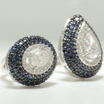 Load image into Gallery viewer, Blue Sapphire Diamond Ring, 14K Solid Gold, Pear & Oval Natural Diamond, Open Cuff Halo Gemstone Ring, Cocktail Statement Ring, Gift For Her