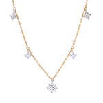 Load image into Gallery viewer, Starburst Diamond Station Necklace, 14k Solid Gold, Natural Diamonds, Stacking Minimalist Necklace, Dangling Charm Jewelry, Everyday Wear