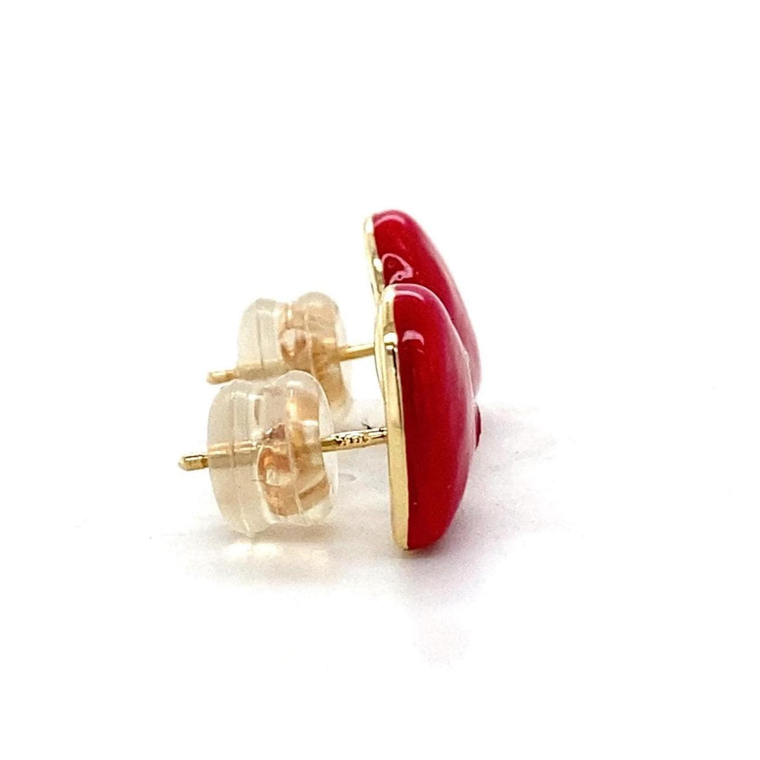 Kids Heart Diamond Stud Earrings, 14k Solid Gold With Pink Enameling, Natural Diamonds, Kids jewelry, Gift for toddlers, girls and kids