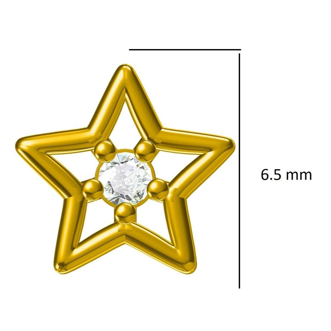 Kids Hollow Star Diamond Stud Earrings, 14k Solid Gold, Natural Diamonds, Everyday jewelry, Gift for toddlers/girls/kids