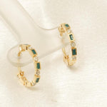 Load image into Gallery viewer, Kids Enamel Diamond Hoops, 14k Solid Gold, Natural Diamond, Geometric Earrings, Minimalist Everyday Jewelry, Gift for toddlers, girls & kids