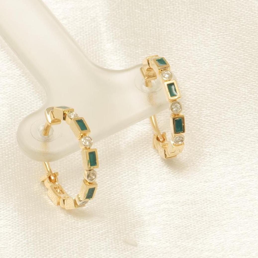 Kids Enamel Diamond Hoops, 14k Solid Gold, Natural Diamond, Geometric Earrings, Minimalist Everyday Jewelry, Gift for toddlers, girls & kids