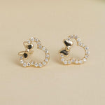 Load image into Gallery viewer, Kids Minnie Mouse Diamond Earrings, 14k Solid Gold, Natural Diamonds, Disney Inspired Studs, Gift for toddlers/girls/kids