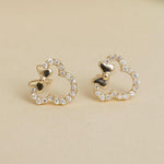 Load image into Gallery viewer, Kids Minnie Mouse Diamond Earrings, 14k Solid Gold, Natural Diamonds, Disney Inspired Studs, Gift for toddlers/girls/kids