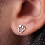 Load image into Gallery viewer, Kids Minnie Mouse Diamond Earrings, 14k Solid Gold, Natural Diamonds, Disney Inspired Studs, Gift for toddlers/girls/kids