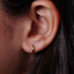 Load image into Gallery viewer, Diamond Sunburst Huggie Kids Earrings, 14k Solid Gold, Natural Diamonds, Kids jewelry,   Everyday Hoops, Gift for toddlers, girls and kids