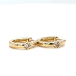 Load image into Gallery viewer, Diamond Sunburst Huggie Kids Earrings, 14k Solid Gold, Natural Diamonds, Kids jewelry,   Everyday Hoops, Gift for toddlers, girls and kids