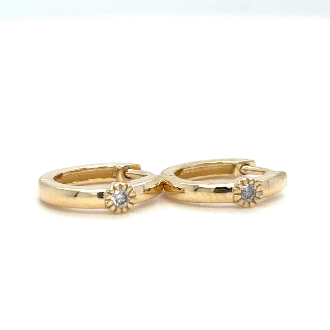 Diamond Sunburst Huggie Kids Earrings, 14k Solid Gold, Natural Diamonds, Kids jewelry,   Everyday Hoops, Gift for toddlers, girls and kids