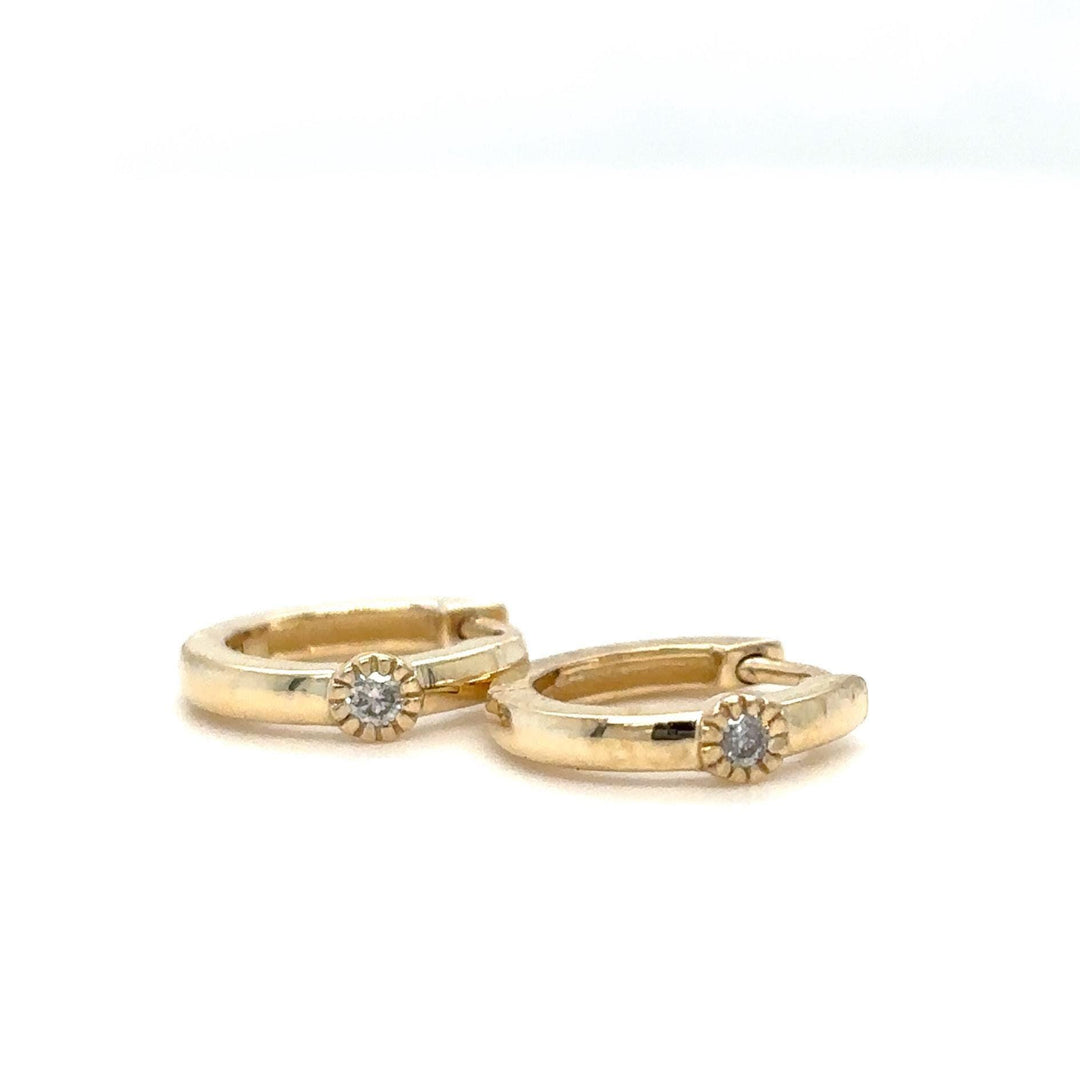 Diamond Sunburst Huggie Kids Earrings, 14k Solid Gold, Natural Diamonds, Kids jewelry,   Everyday Hoops, Gift for toddlers, girls and kids