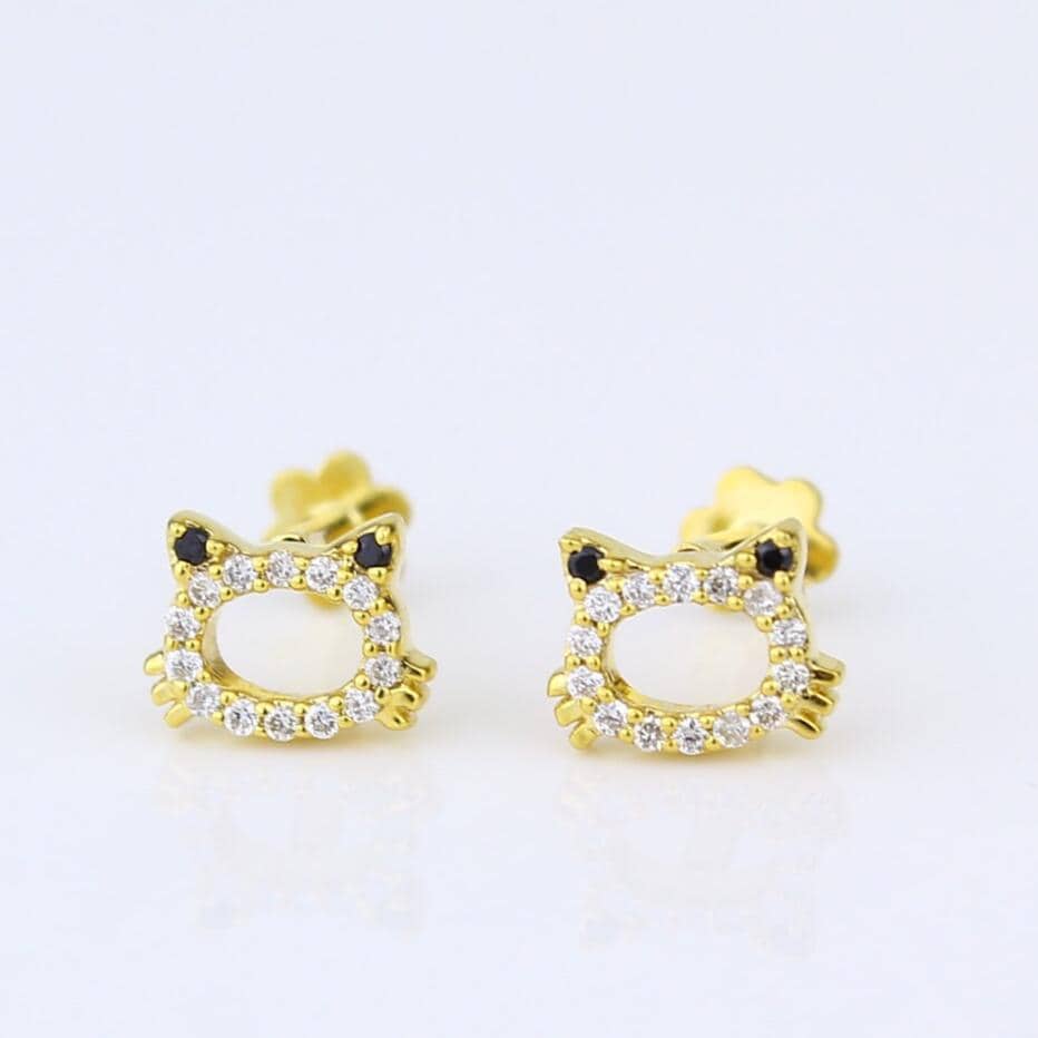 Kids Frog Diamond Stud Earrings, 14k Solid Gold, Natural Diamonds, Kids Jewelry, Gift for toddlers, girls and kids Gift For Her