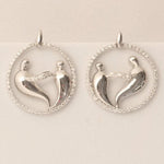 Load image into Gallery viewer, Mother Child Stud Earrings, 14k Solid Gold, Natural Diamonds, Eternity Bond Statement Earrings, Circle Geometric Jewelry