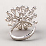 Load image into Gallery viewer, Peacock Feather Diamond Ring, 14k Solid Gold, Rosecut Natural Diamonds, Cocktail Statement Ring, Bold Cluster Ring, Gift For Her