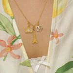 Load image into Gallery viewer, Eiffel Tower Charm Pendant, 14k Solid Gold, Natural Diamonds, Everyday Layering Necklace, Paris Necklace, French Jewelry, Ready To Ship