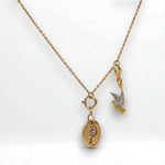 Load image into Gallery viewer, Personalized Initial Bird Charm Diamond Necklace, 14k Solid Gold, Natural Diamonds, Stacking Two Charm Necklace, Minimalist Everyday Jewelry