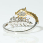 Load image into Gallery viewer, Pear Leaf Diamond Ring, 14k Solid Gold, Natural Diamonds, Cluster Split Jewelry, Open Wrap Two Tone Band, Statement Cocktail Jewelry