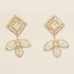 Load image into Gallery viewer, Geometric Leaf Halo Diamond Studs, 14k Solid Gold, Natural Diamonds, Princess Marquise Bridal Earrings, Statement Jewelry, Cocktail Studs