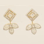 Load image into Gallery viewer, Geometric Leaf Halo Diamond Studs, 14k Solid Gold, Natural Diamonds, Princess Marquise Bridal Earrings, Statement Jewelry, Cocktail Studs