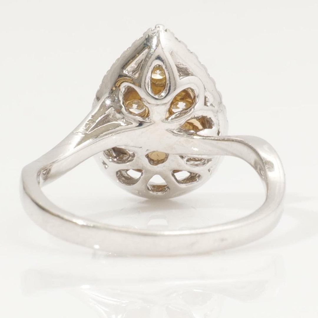 Pear Halo Diamond Ring, 14k Solid Gold, Natural Diamonds, Statement Ring, Everyday Cluster Wedding Jewelry, Illusion Statement Cocktail Ring