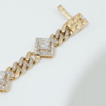 Load image into Gallery viewer, Square Halo Natural Diamond Wedding Tennis Bracelet: 14k Solid Gold Two Tone Cuban Link Chain Jewellery, Certified Jewelry