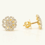 Load image into Gallery viewer, Flower Diamond Stud Earrings, 14k Solid Gold, Natural Diamonds, Pave Floral Studs, Everyday Statement Jewelry, Cluster Pave Setting