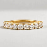 Load image into Gallery viewer, Eternity Wedding Band, 14k Solid Gold, Natural Diamonds, Engagement Stack, Bridal Stackable Ring, Statement Prong Ring, Gift For Her