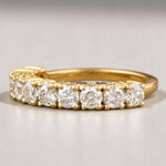 Load image into Gallery viewer, Eternity Wedding Band, 14k Solid Gold, Natural Diamonds, Engagement Stack, Bridal Stackable Ring, Statement Prong Ring, Gift For Her