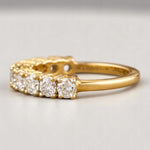 Load image into Gallery viewer, Eternity Wedding Band, 14k Solid Gold, Natural Diamonds, Engagement Stack, Bridal Stackable Ring, Statement Prong Ring, Gift For Her