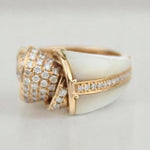 Load image into Gallery viewer, Mother of Pearl Diamond Ring, 14k Solid Gold, Natural Diamonds, Shell Shaped Ring, Swirl Diamond Ring, Statement Cocktail Ring, Gift For Her