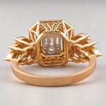 Load image into Gallery viewer, Emerald Cut Diamond Cluster Ring, 14k Solid Gold, Natural Diamonds, Illusion Set Ring, Double Halo Ring, Statement Bridal Ring, Gift For Her