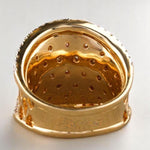 Load image into Gallery viewer, Diamond Cocktail Ring, 14K Solid Gold, Natural Diamonds, Concave Corset Ring, Broad Band with Matt Effect, Mesh Band Ring, Gift For Her