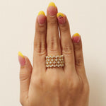 Load image into Gallery viewer, Starburst Diamond Ring, 14k Solid Gold, Natural Diamonds, Cage Broad Band, Celestial Wide Band, Cocktail Statement Ring, Gift for Her