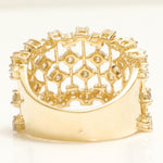 Load image into Gallery viewer, Starburst Diamond Ring, 14k Solid Gold, Natural Diamonds, Cage Broad Band, Celestial Wide Band, Cocktail Statement Ring, Gift for Her