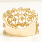 Load image into Gallery viewer, Starburst Diamond Ring, 14k Solid Gold, Natural Diamonds, Cage Broad Band, Celestial Wide Band, Cocktail Statement Ring, Gift for Her