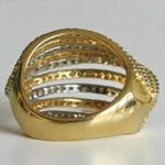 Load image into Gallery viewer, Diamond Wave Lines Band Ring, 14K Solid Gold, Natural Diamond, Two-toned Cocktail Ring, Multiple Lines Statement Band, Gift For Her