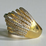 Load image into Gallery viewer, Diamond Wave Lines Band Ring, 14K Solid Gold, Natural Diamond, Two-toned Cocktail Ring, Multiple Lines Statement Band, Gift For Her