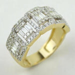 Load image into Gallery viewer, Halo Diamond Ring, 14k Solid Gold, Round & Baguette Natural Diamonds, Half Eternity Band, Illusion Set Ring, Wedding Ring, Gift For Her