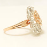 Load image into Gallery viewer, Flower Diamond Ring, 14k Solid Gold, Marquise & Pear Natural Diamonds, Statement Floral Ring, Cocktail Petal Bloom Jewelry, Gift for Her