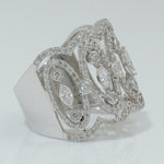 Load image into Gallery viewer, Marquise Wide Diamond Band Ring, 14k Solid Gold, Natural Diamonds, Statement Cocktail Jewelry, Bridal Wedding Ring, Bezel Set Openwork Band