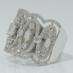 Load image into Gallery viewer, Marquise Wide Diamond Band Ring, 14k Solid Gold, Natural Diamonds, Statement Cocktail Jewelry, Bridal Wedding Ring, Bezel Set Openwork Band